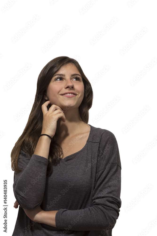 beautiful teenage girl thinking portrait beautiful teenage girl thinking portrait