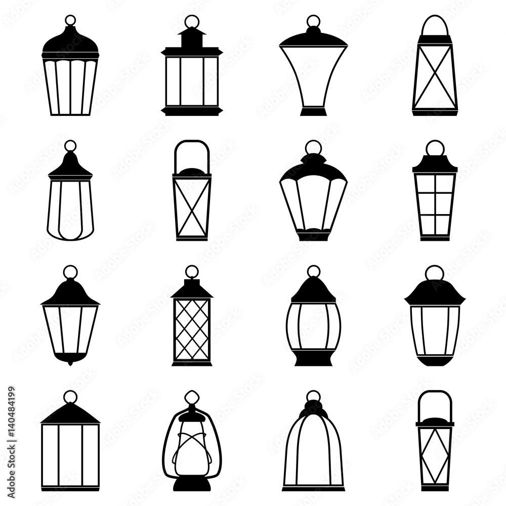 Set of lantern icons, vector illustration Stock Vector | Adobe Stock