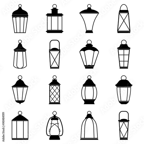 Set of lantern icons, vector illustration