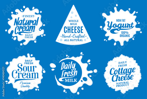 Milk product logo. Milk, yogurt or cream splashes