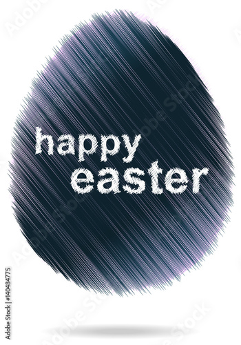 Happy Easter simple hatched wish with purple egg