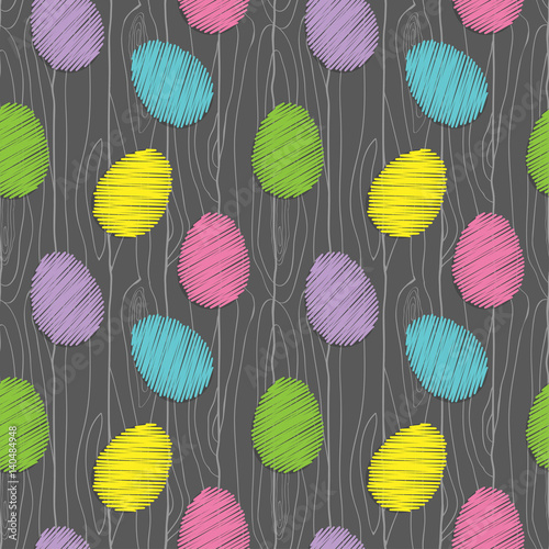 seamless pattern with abstract easter eggs on the wood