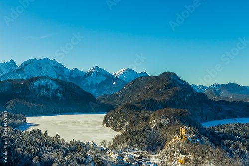 View of Hohenschwangau Castle and Alpsee Lake in Bavaria, Germany