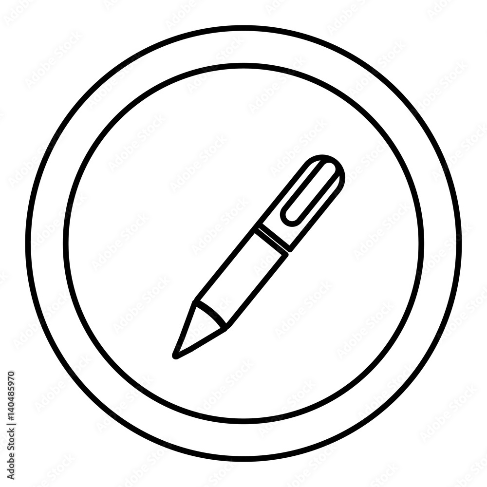 silhouette circular frame with silhouette pen icon vector illustration silhouette circular frame with silhouette pen icon vector illustration