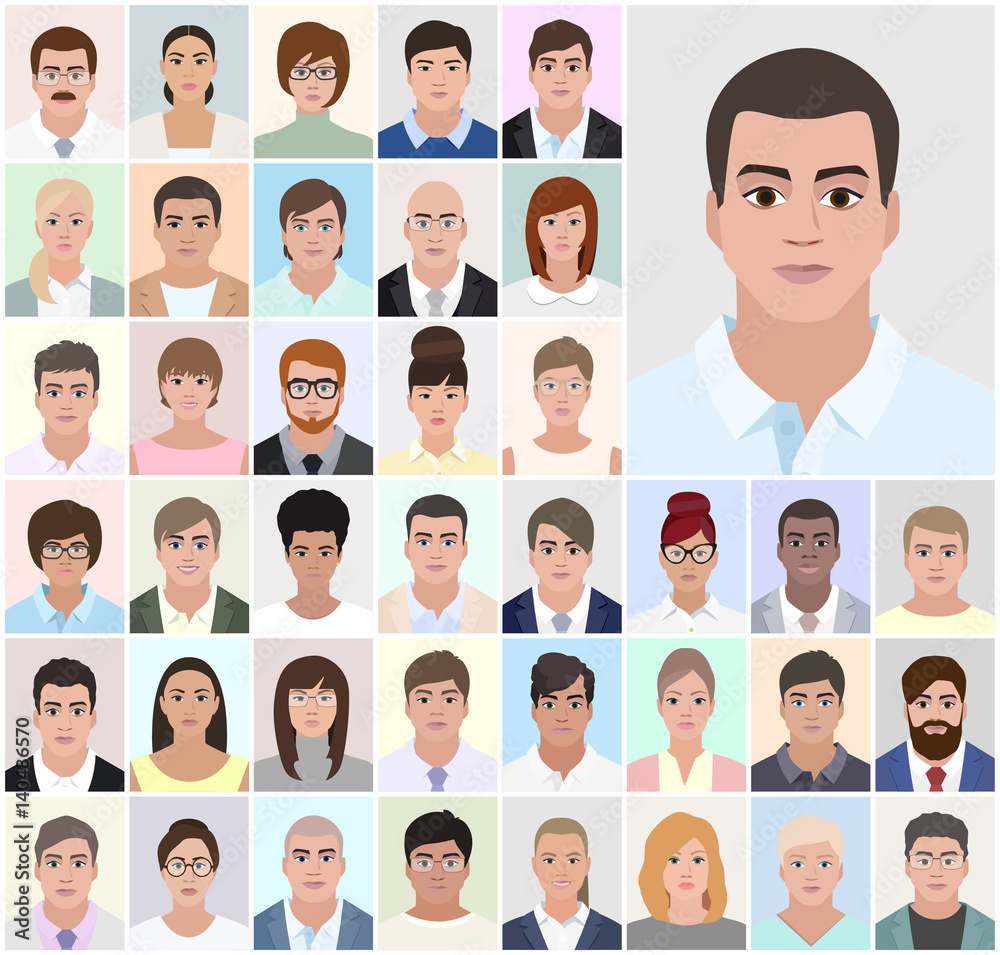 Portrait men, business people, vector illustration Portrait men, business people, vector illustration