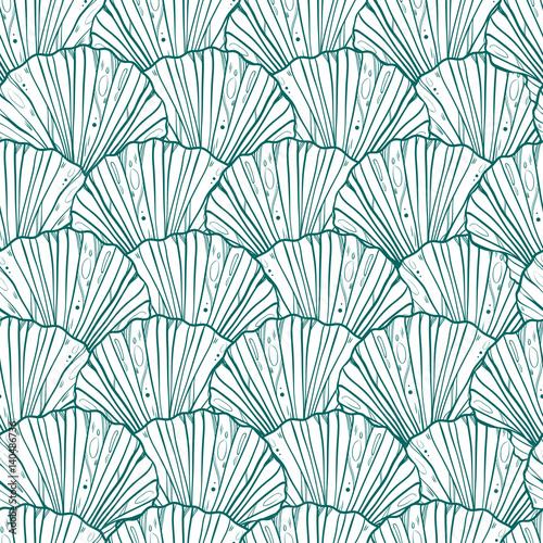 Seamless texture with shells. Marine theme. Repeated pattern. Background for your blog. Great textures for your design.