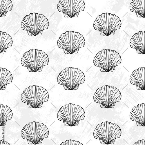 Seamless texture with shells. Marine theme. Repeated pattern. Background for your blog. Great textures for your design.