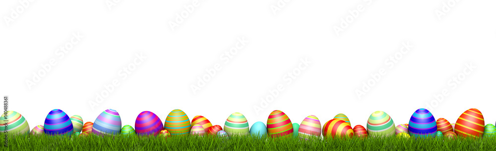 Fototapeta premium Ostereier im GRAS / Ostern / Hintergrund weiß