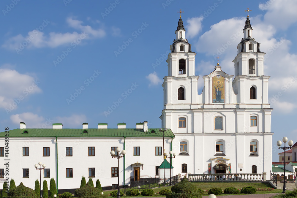 The view of the Cathedral of Holy spirit in Minsk