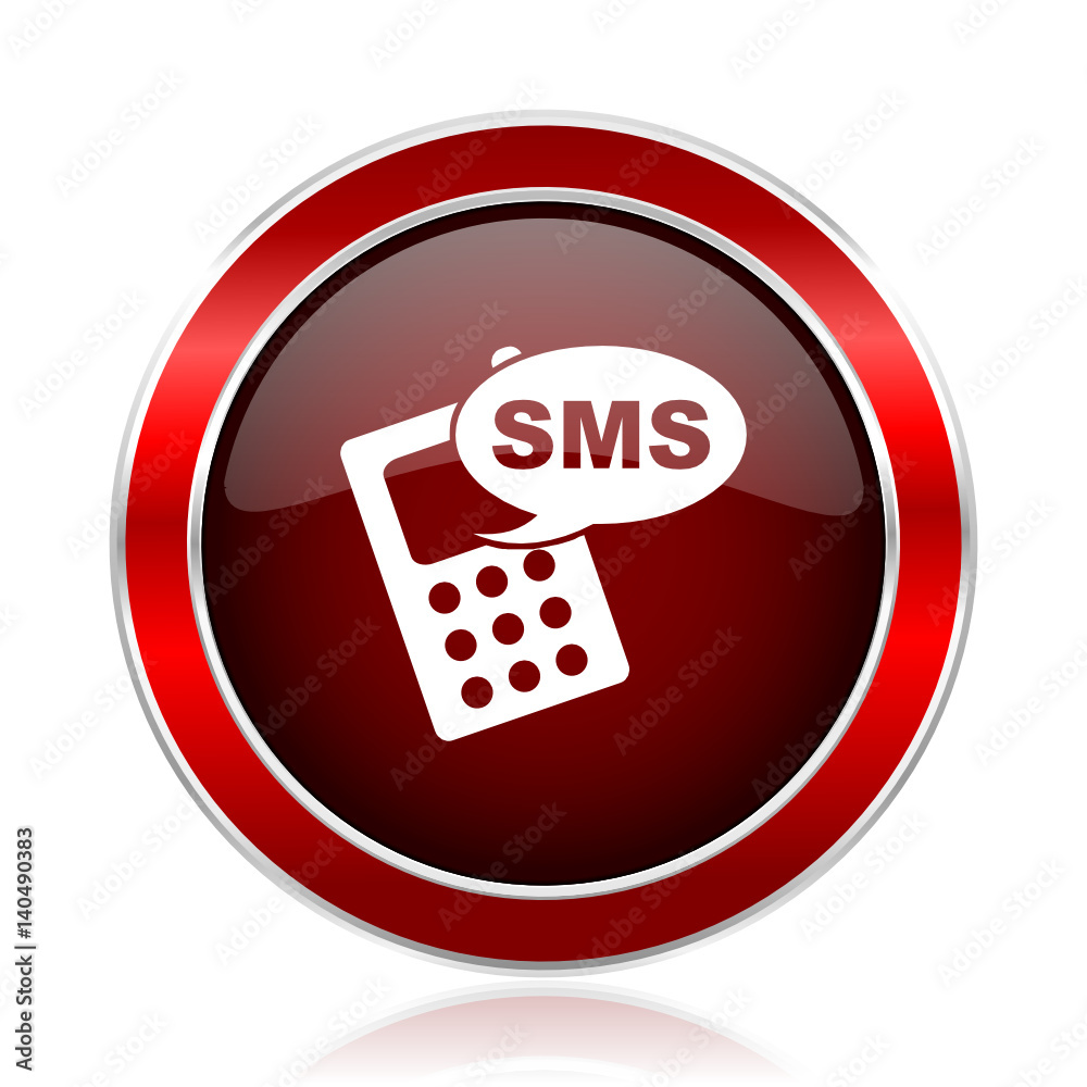 Sms red round glossy metallic web and smartphone vector icon isolated on white background.
Sms red round glossy metallic web and smartphone vector icon isolated on white background.