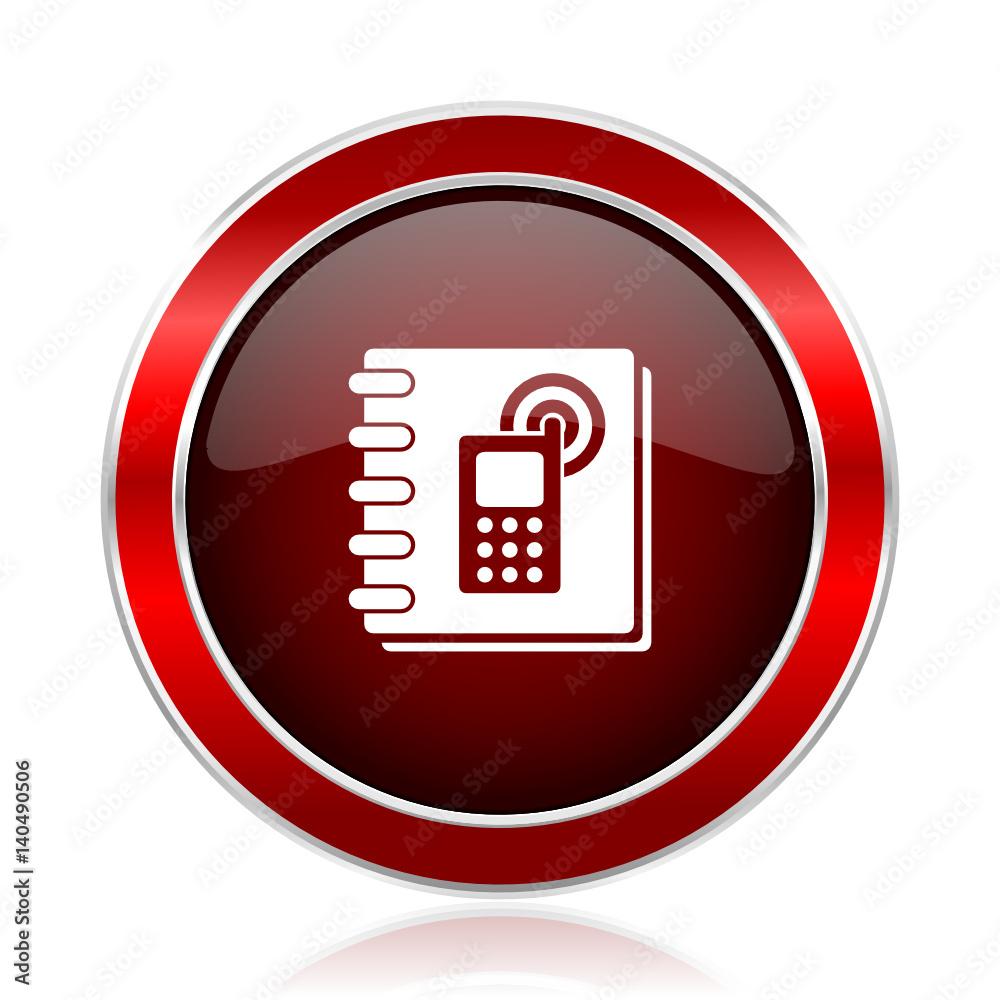 Phonebook red round glossy metallic web and smartphone vector icon isolated on white background.
Phonebook red round glossy metallic web and smartphone vector icon isolated on white background.