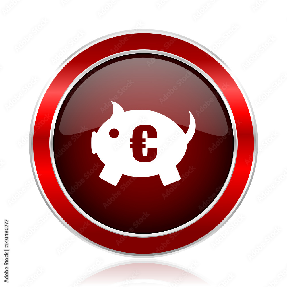 Piggy bank red round glossy metallic web and smartphone vector icon isolated on white background.
Piggy bank red round glossy metallic web and smartphone vector icon isolated on white background.