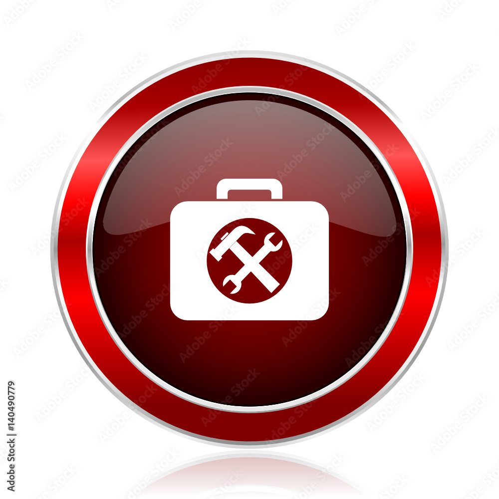 Toolkit red round glossy metallic web and smartphone vector icon isolated on white background.
Toolkit red round glossy metallic web and smartphone vector icon isolated on white background.