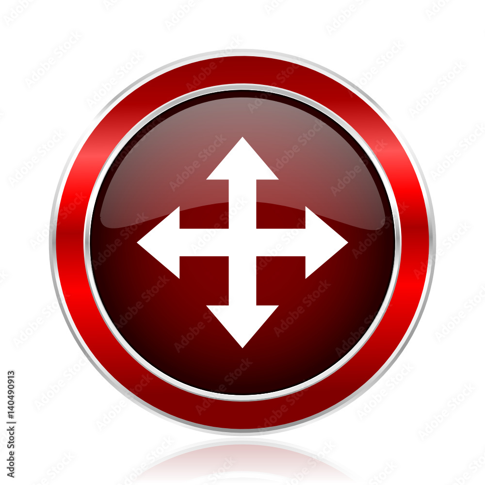 Arrow red round glossy metallic web and smartphone vector icon isolated on white background.
Arrow red round glossy metallic web and smartphone vector icon isolated on white background.