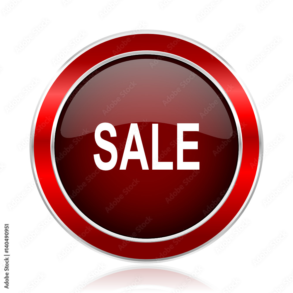 Sale red round glossy metallic web and smartphone vector icon isolated on white background. Sale red round glossy metallic web and smartphone vector icon isolated on white background.