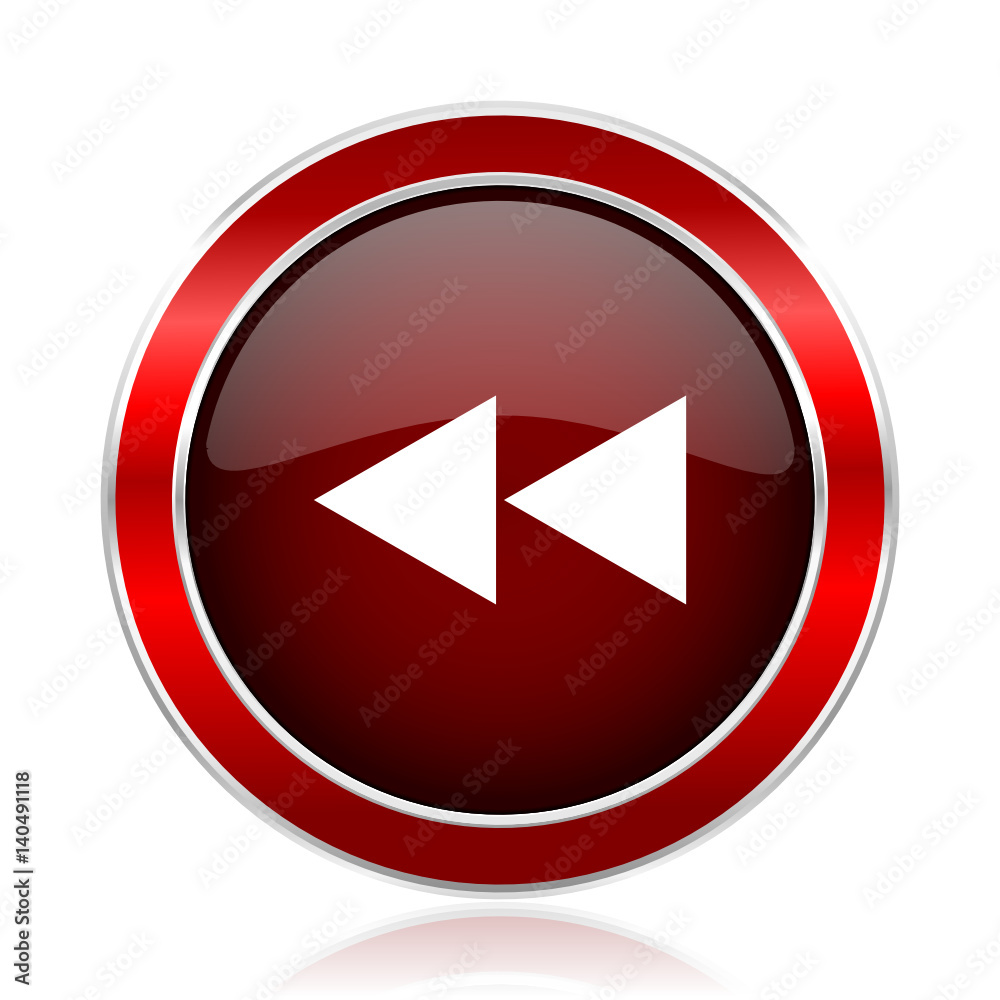 Rewind red round glossy metallic web and smartphone vector icon isolated on white background.
Rewind red round glossy metallic web and smartphone vector icon isolated on white background.