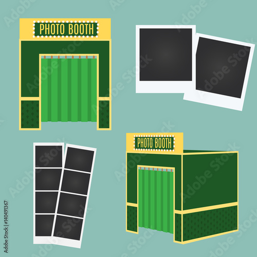 Flat and 3d photo booth icon. Infographic element. Classic photo frames