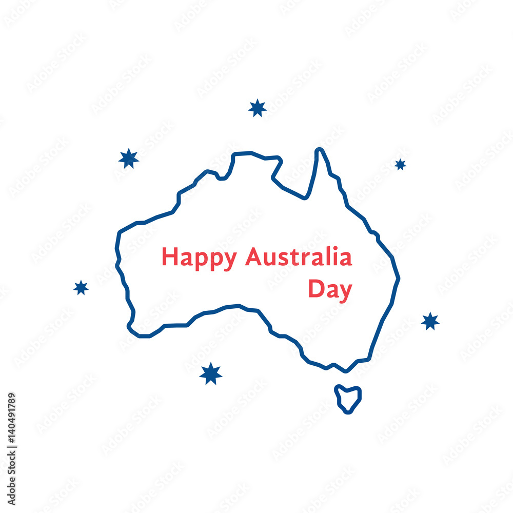 Obraz premium thin line happy australia day