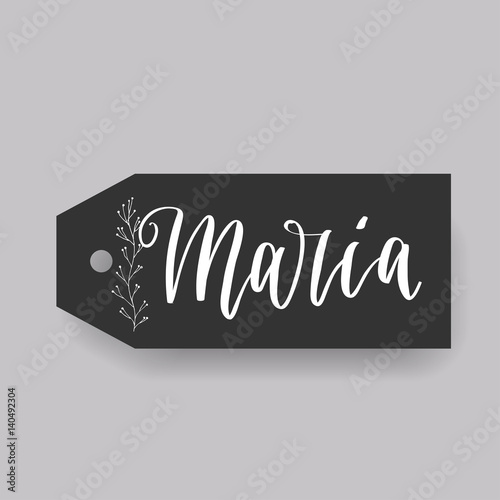 Common female first name Doris on a tag. Hand drawn calligraphy. Wedding typography element.