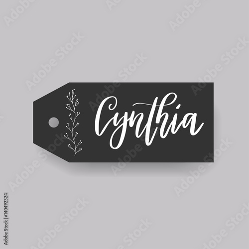 Common female first name Doris on a tag. Hand drawn calligraphy. Wedding typography element.