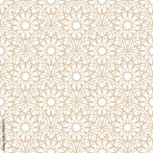 Rising sun seamless pattern. Stylish textile print with lacy design. Arc ethnic fabric background.