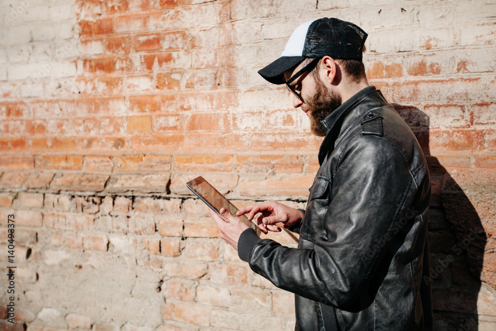 Hipster man with beard wearing glasses Hipster man with beard wearing glasses