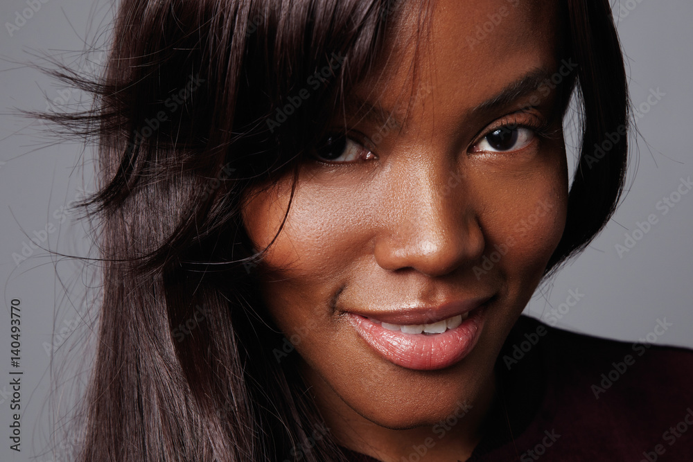 closeup portrait of mixed race woman with ideal skin and straight hair closeup portrait of mixed race woman with ideal skin and straight hair