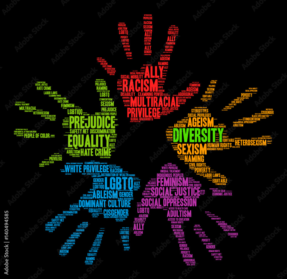 Diversity Word Cloud on a black background. Diversity Word Cloud on a black background.
