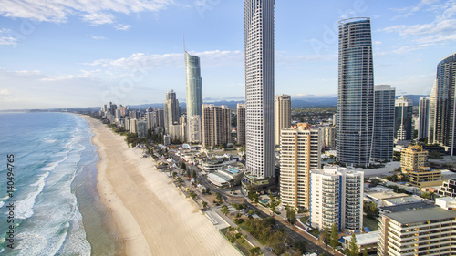 Aerial view of Gold Coast Surfers Paradise cityscape and famous beach  © Bostock