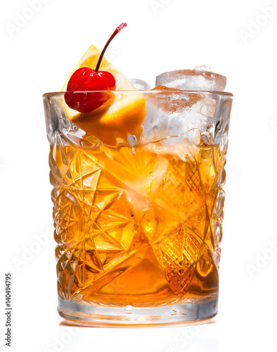 closeup of Cocktail old fashion