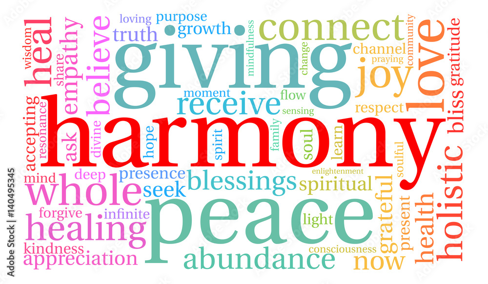 Fototapeta premium Harmony Word Cloud on a white background. 
