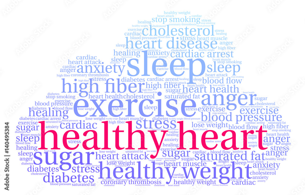 Obraz premium Healthy Heart Word Cloud on a white background. 