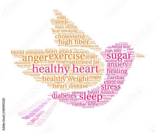 Healthy Heart Word Cloud on a white background. 