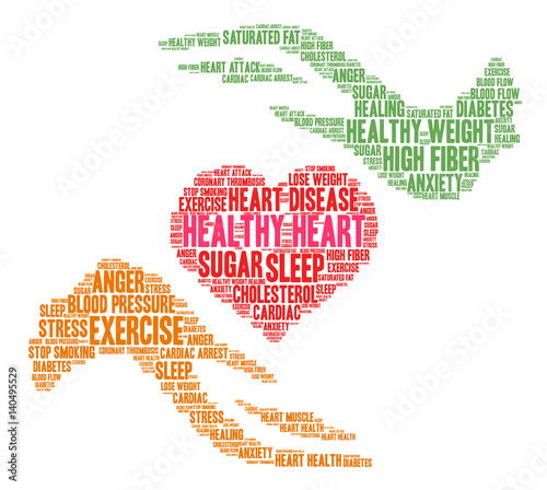 Healthy Heart Word Cloud on a white background. 