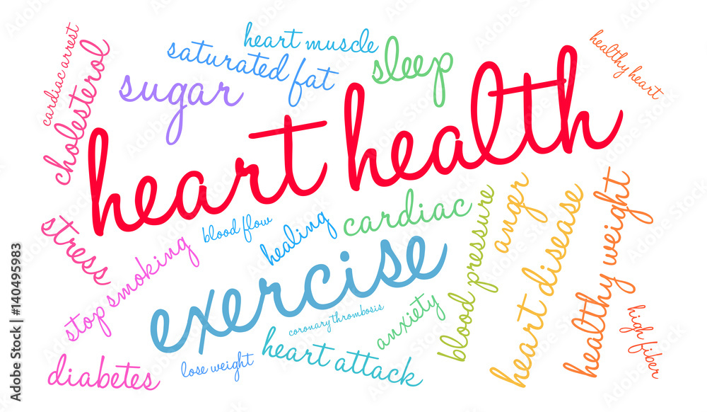 Heart Health Word Cloud on a white background. 