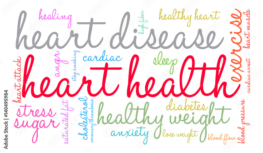 Heart Health Word Cloud on a white background. Heart Health Word Cloud on a white background.