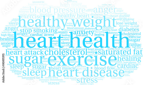 Heart Health Word Cloud on a white background. 