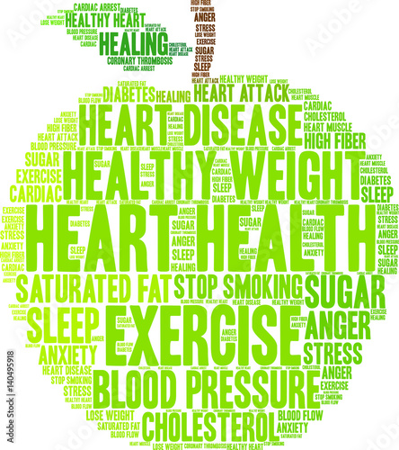 Heart Health Word Cloud on a white background. 