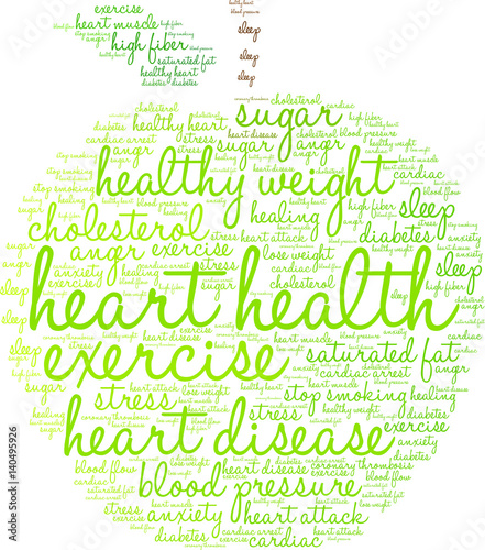Heart Health Word Cloud on a white background.