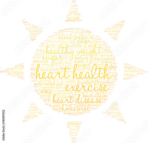 Heart Health Word Cloud on a white background. 