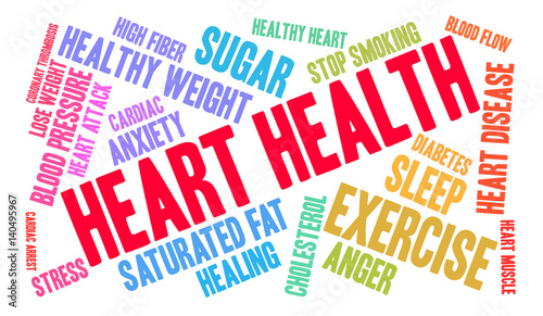 Heart Health Word Cloud on a white background. 