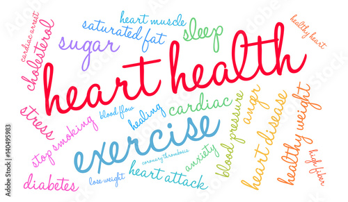 Heart Health Word Cloud on a white background. 