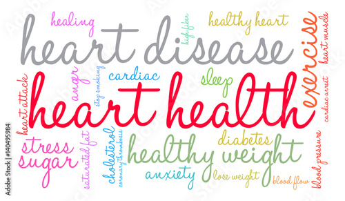 Heart Health Word Cloud on a white background. 
