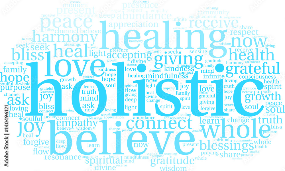 Holistic Word Cloud on a white background. 