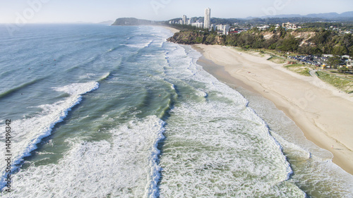 Photography Aerial view of Miami beach from the ocean facing south towards Miami Headland