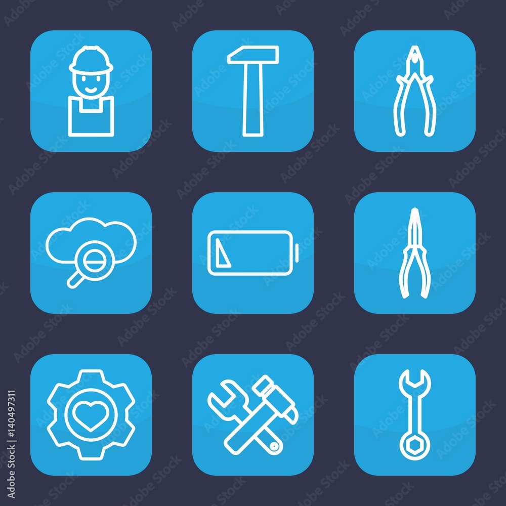 Set of 9 outline maintenance icons Set of 9 outline maintenance icons