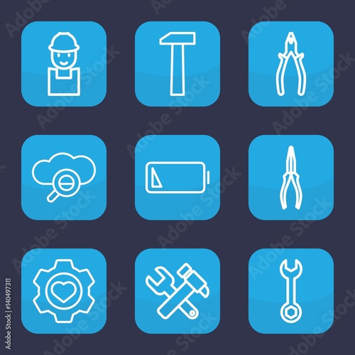 Set of 9 outline maintenance icons