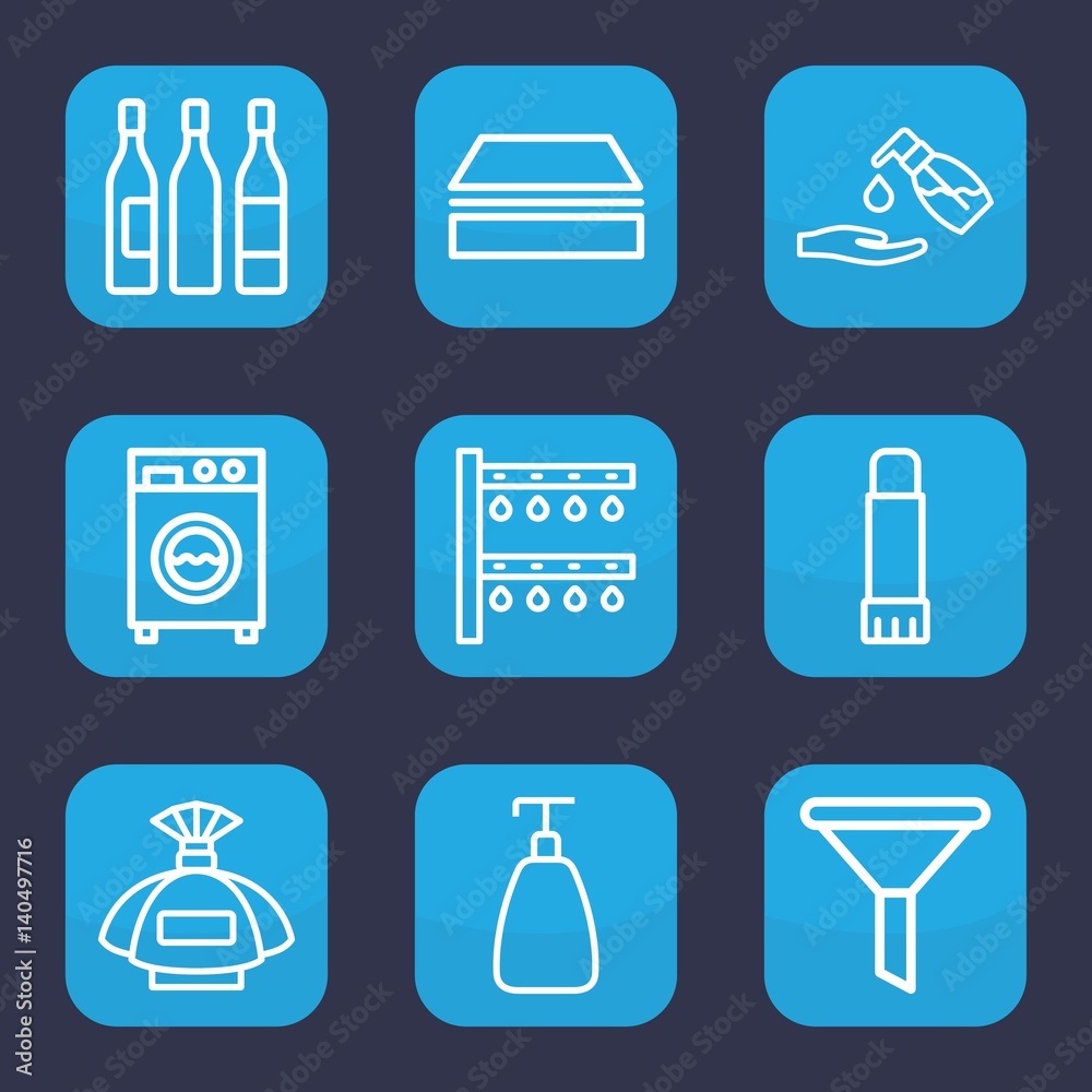 Set of 9 outline liquid icons Set of 9 outline liquid icons