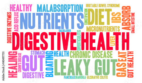 Digestive Health Word Cloud on a white background. 