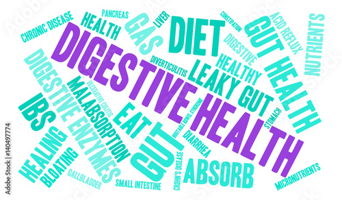 Digestive Health Word Cloud on a white background. 